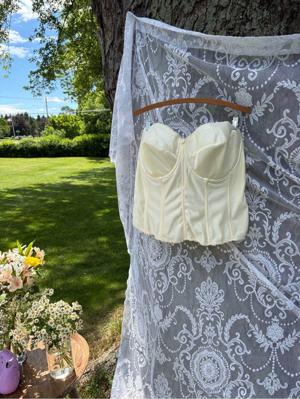 Dominique Ivory Strapless Longline Bustier Bandeau